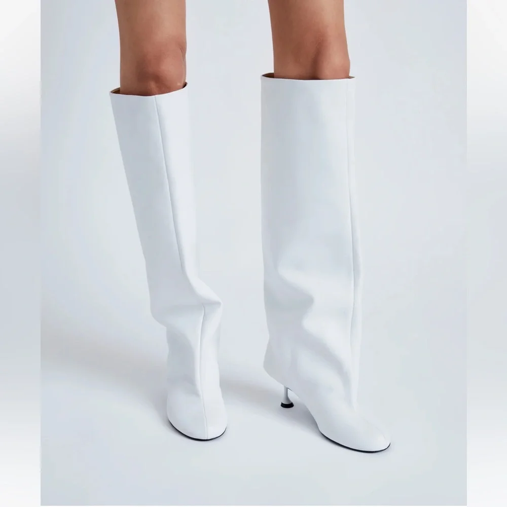 Proenza Shouler tee knee high boots baggy white nappa leather size 9 runway - Picture 5 of 16